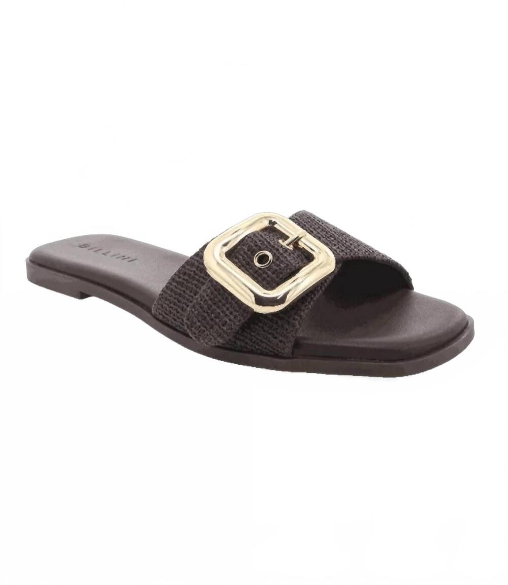 NEW BILLINI women's vasili raffia buckle sandals in chocolate